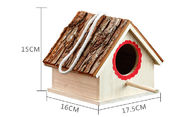 Scatola di uccello di legno di altezza del tetto 15cm della corteccia di forma della Camera